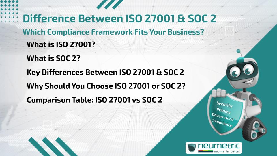 Difference between ISO 27001 and SOC 2: Which Compliance Framework fits your Business?