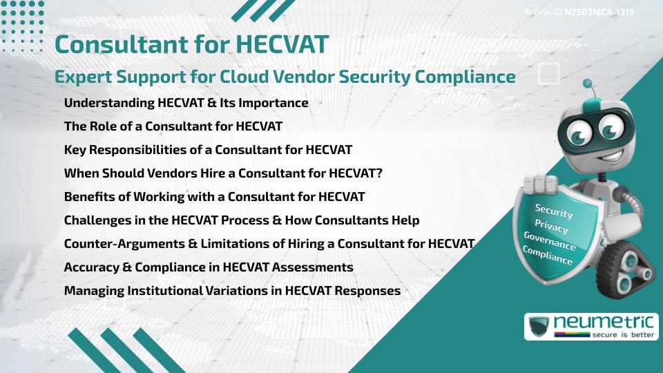 Consultant for HECVAT: Expert Support for Cloud Vendor Security Compliance