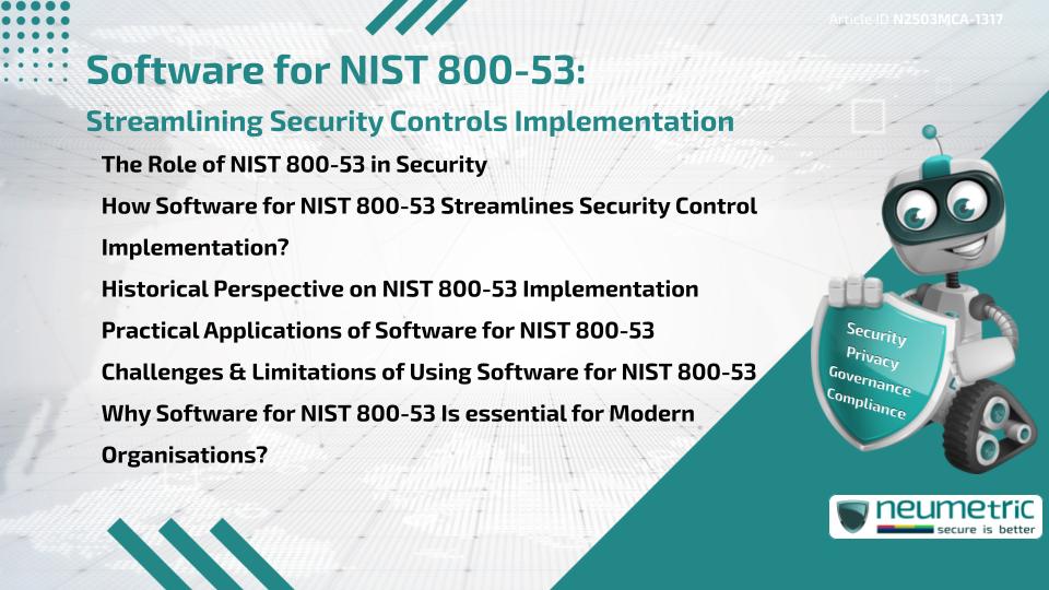 Software for NIST 800-53: Streamlining Security Controls Implementation