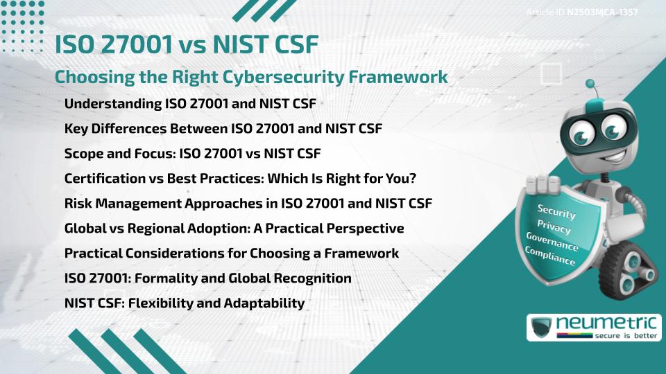 ISO 27001 vs NIST CSF: Choosing the Right Cybersecurity Framework
