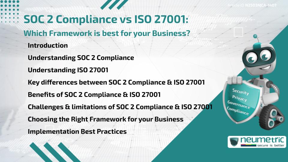 SOC 2 Compliance vs ISO 27001: Which Framework is best for your Business?