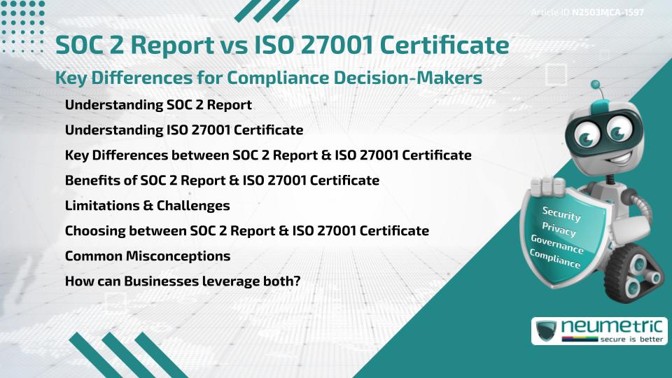 SOC 2 Report vs ISO 27001 Certificate: Key Differences for Compliance Decision-Makers