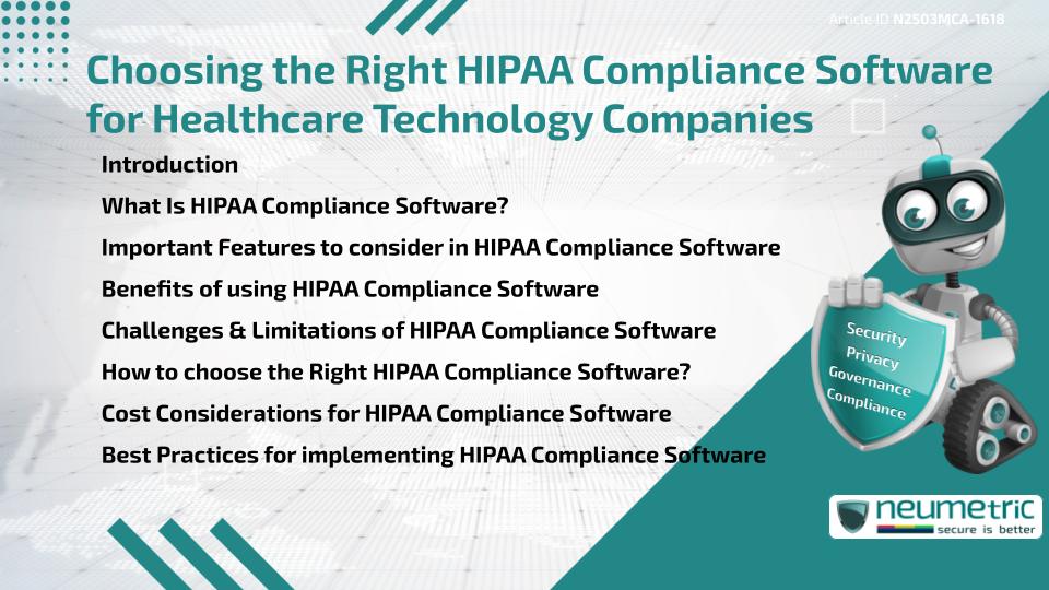 Choosing the Right HIPAA Compliance Software for Healthcare Technology Companies