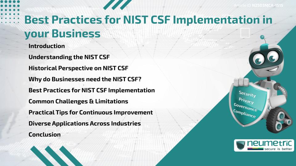Best Practices for NIST CSF Implementation in your Business