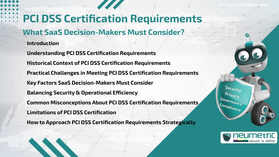 PCI DSS Certification Requirements: What SaaS Decision-Makers Must Consider?