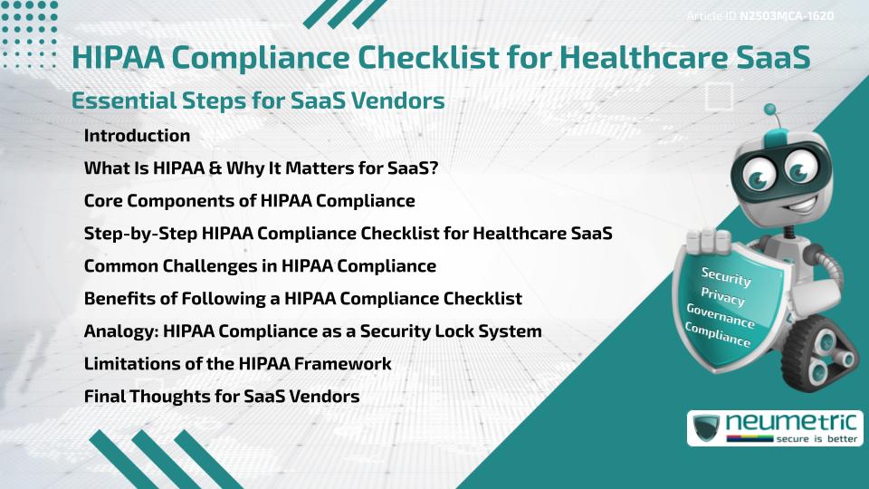 HIPAA Compliance Checklist for Healthcare SaaS: Essential Steps for SaaS Vendors