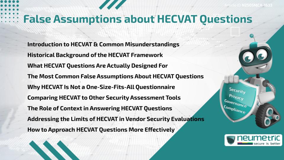 False Assumptions about HECVAT Questions