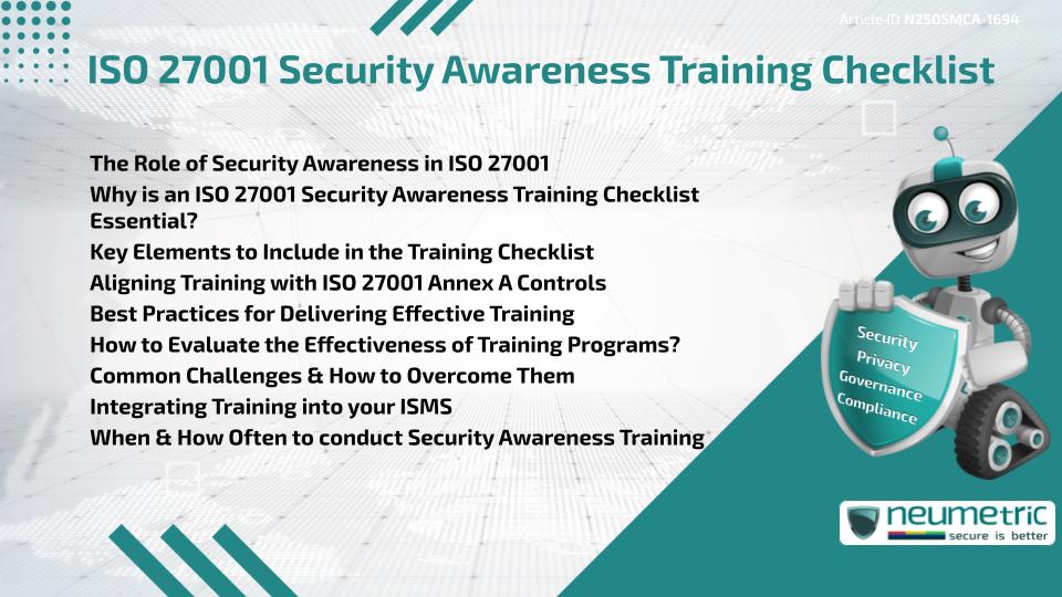 ISO 27001 Security Awareness Training Checklist