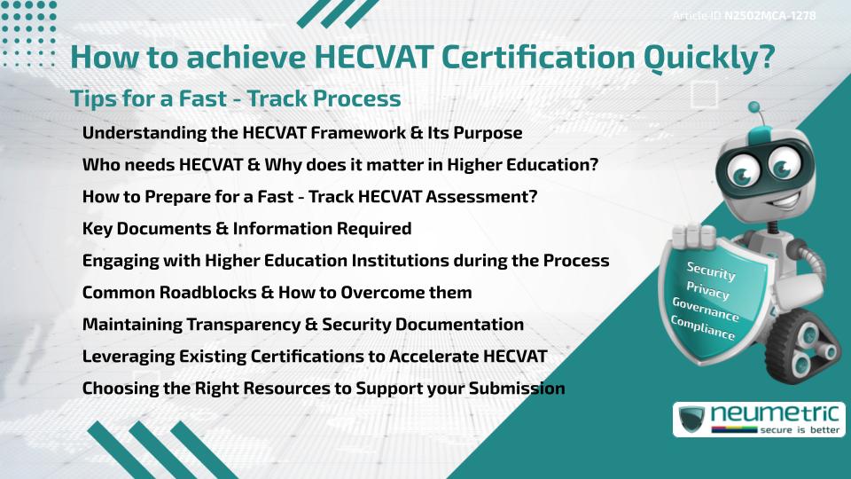 How to achieve HECVAT Certification Quickly? Tips for a Fast - Track Process