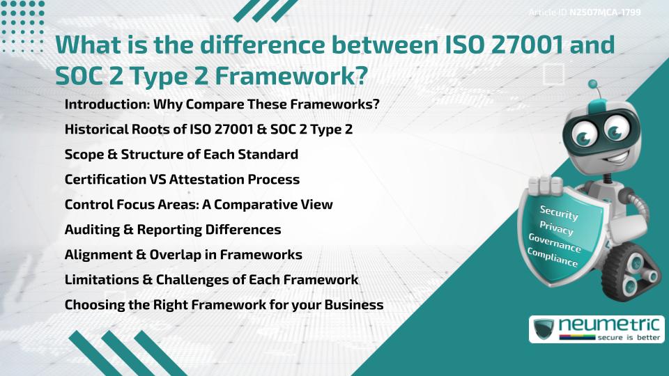 What is the difference between ISO 27001 and SOC 2 Type 2 Framework?