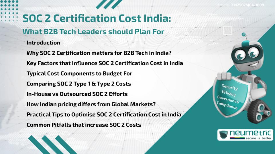 SOC 2 Certification Cost India: What B2B Tech Leaders should Plan For
