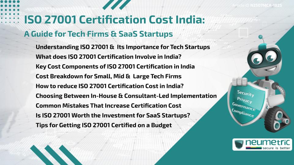 ISO 27001 Certification Cost India: A Guide for Tech Firms & SaaS Startups