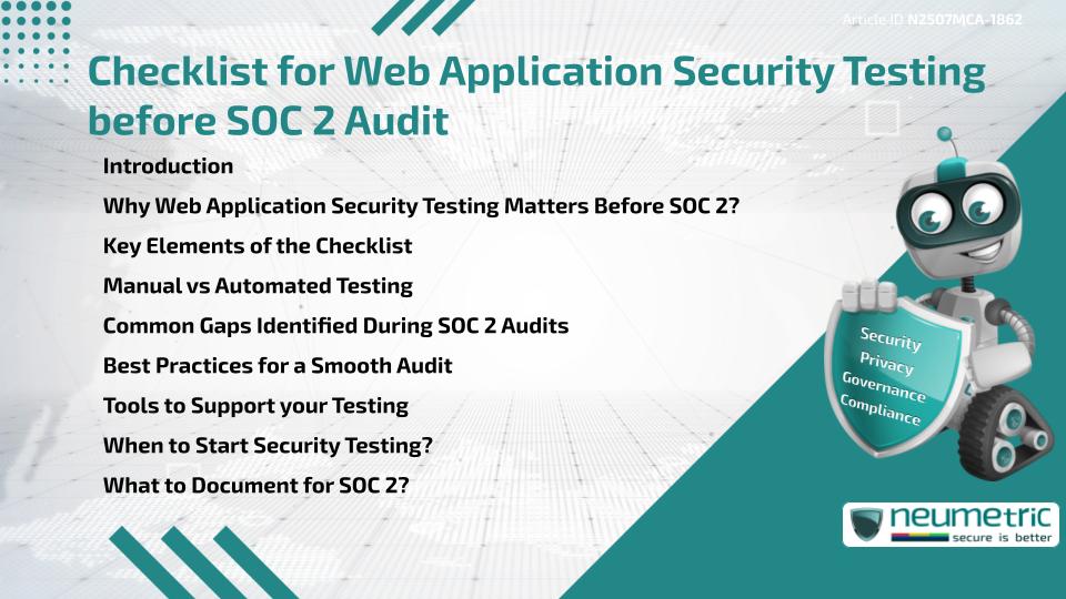Checklist for Web Application Security Testing before SOC 2 Audit