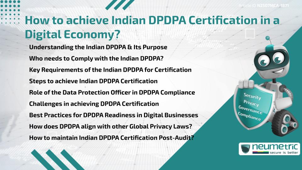 How to achieve Indian DPDPA Certification in a Digital Economy?
