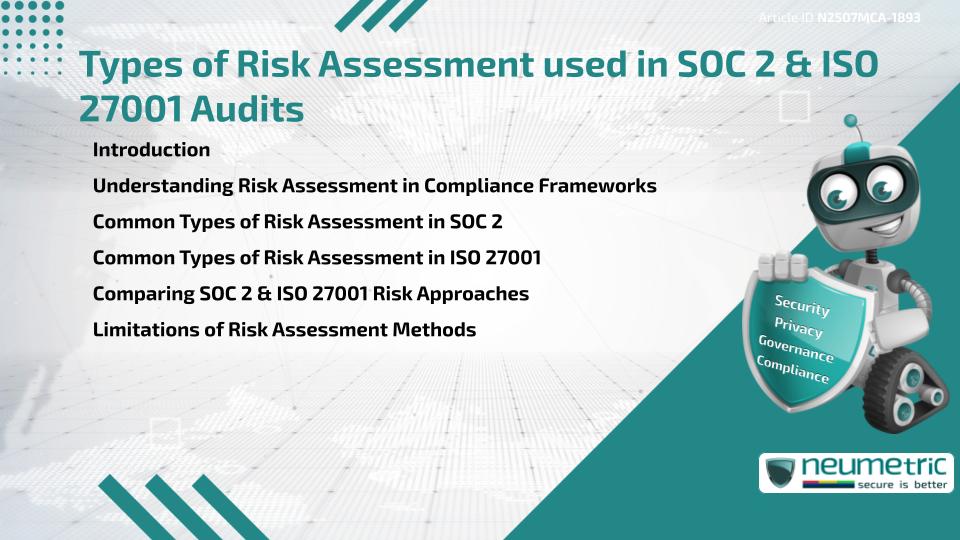 Types of Risk Assessment used in SOC 2 & ISO 27001 Audits