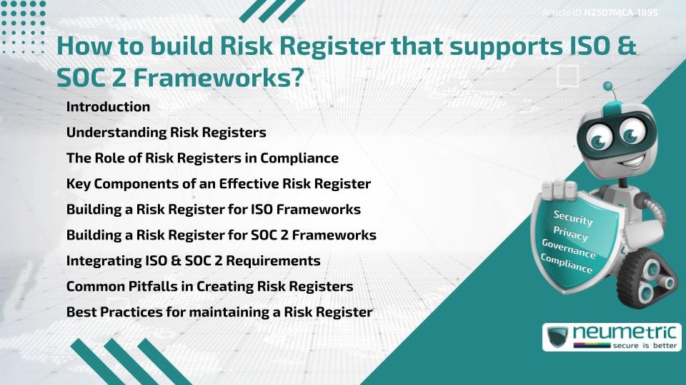 How to build Risk Register that supports ISO & SOC 2 Frameworks?