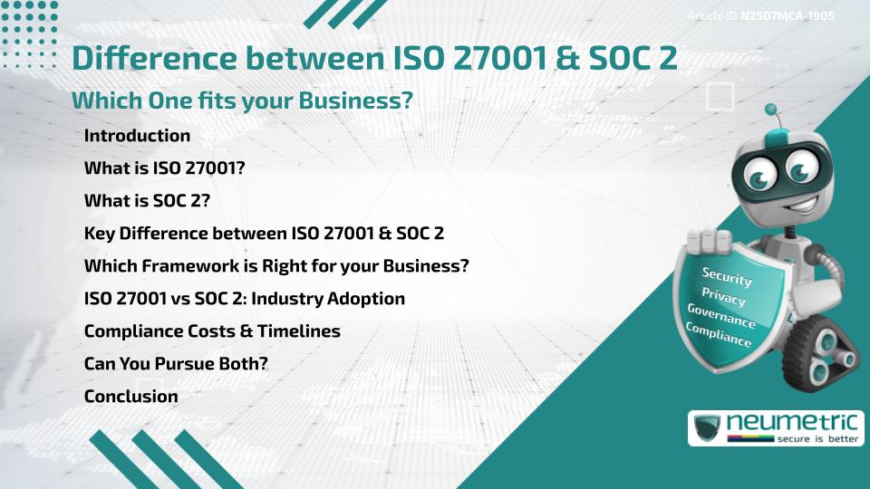 Difference between ISO 27001 & SOC 2: Which One fits your Business?