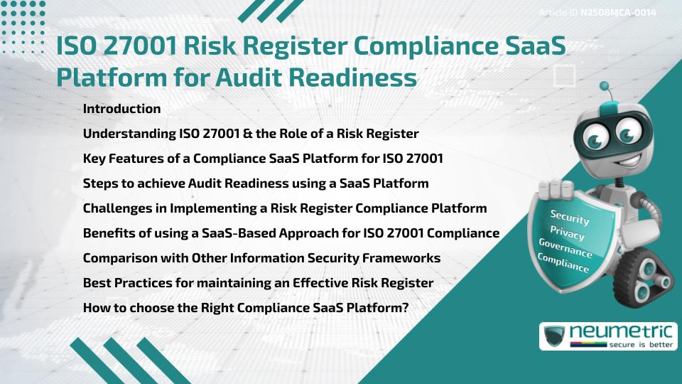 ISO 27001 Risk Register Compliance SaaS Platform for Audit Readiness