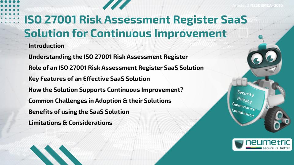 ISO 27001 Risk Assessment Register SaaS Solution for Continuous Improvement