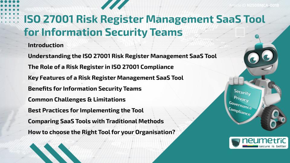 ISO 27001 Risk Register Management SaaS Tool for Information Security Teams
