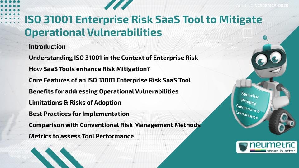 ISO 31001 Enterprise Risk SaaS Tool to Mitigate Operational Vulnerabilities