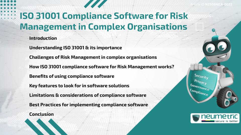 ISO 31001 Compliance Software for Risk Management in Complex Organisations