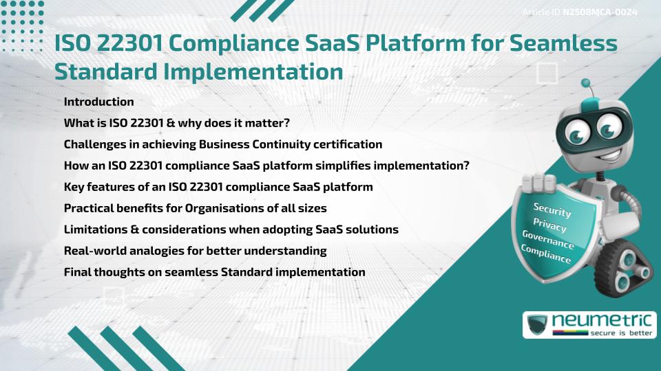 ISO 22301 Compliance SaaS Platform for Seamless Standard Implementation