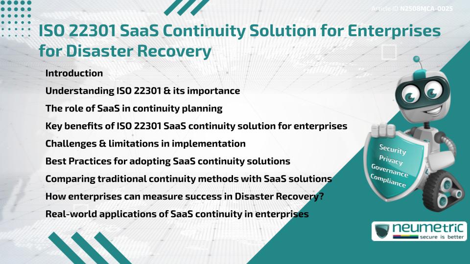 ISO 22301 SaaS Continuity Solution for Enterprises for Disaster Recovery