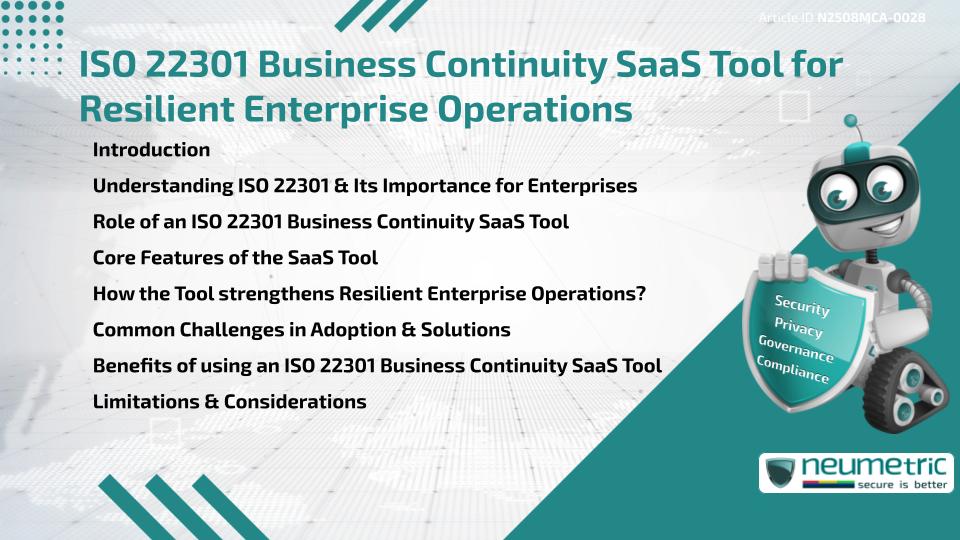 ISO 22301 Business Continuity SaaS Tool for Resilient Enterprise Operations