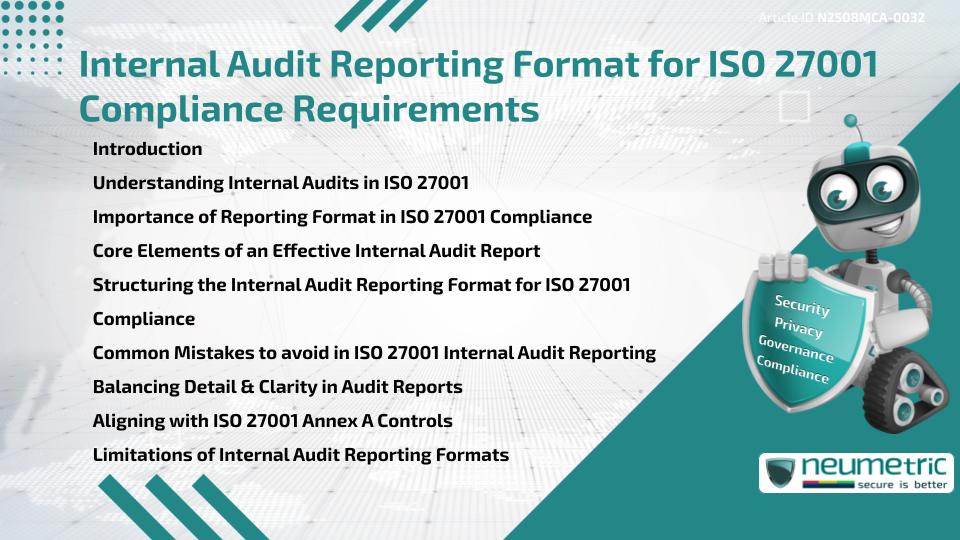 Internal Audit Reporting Format for ISO 27001 Compliance Requirements
