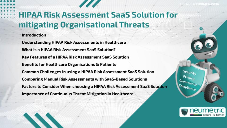 HIPAA Risk Assessment SaaS Solution for mitigating Organisational Threats