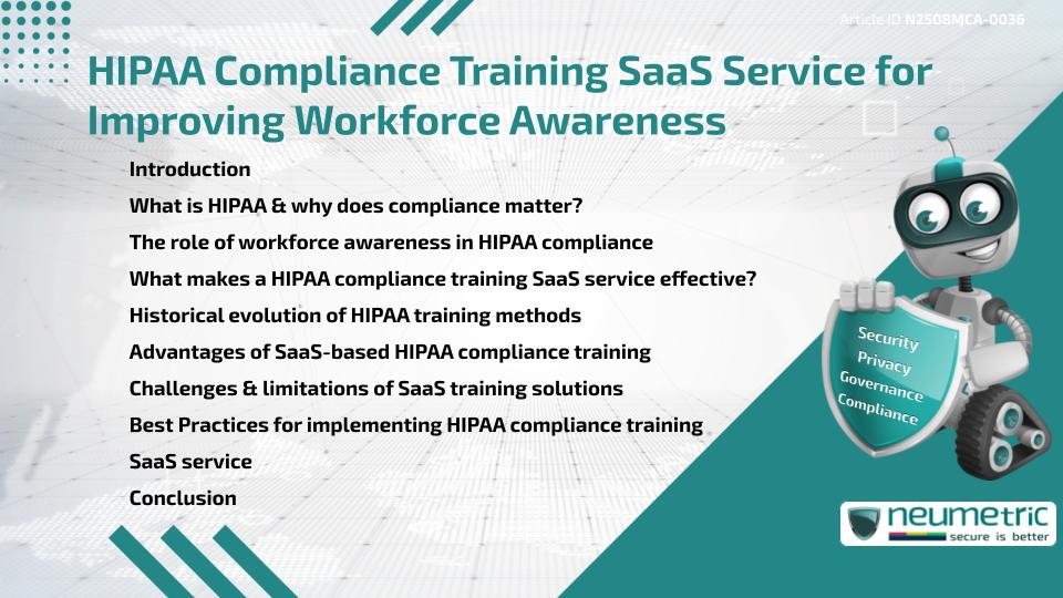 HIPAA Compliance Training SaaS Service for Improving Workforce Awareness
