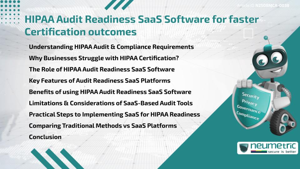 HIPAA Audit Readiness SaaS Software for faster Certification outcomes