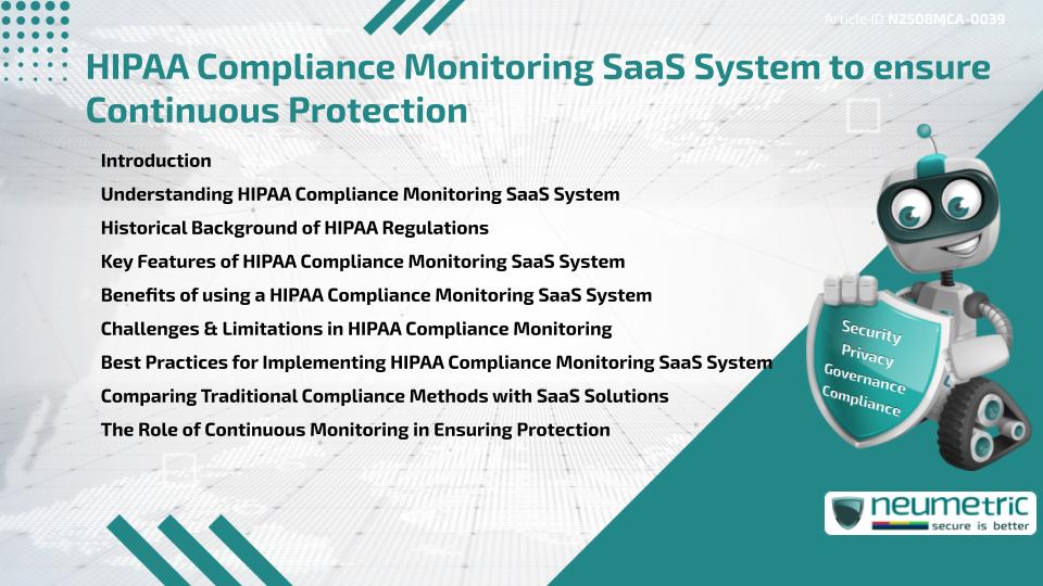 HIPAA Compliance Monitoring SaaS System to ensure Continuous Protection