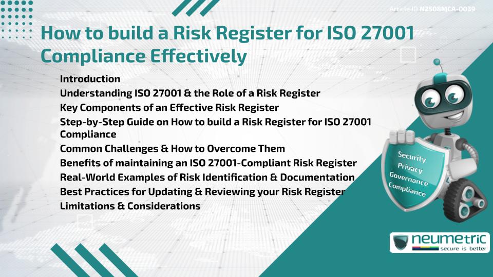 How to build a Risk Register for ISO 27001 Compliance Effectively