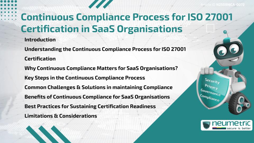 Continuous Compliance Process for ISO 27001 Certification in SaaS Organisations