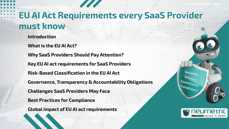 EU AI Act Requirements every SaaS Provider must know
