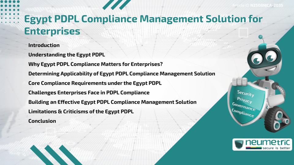 Egypt PDPL Compliance Management Solution for Enterprises