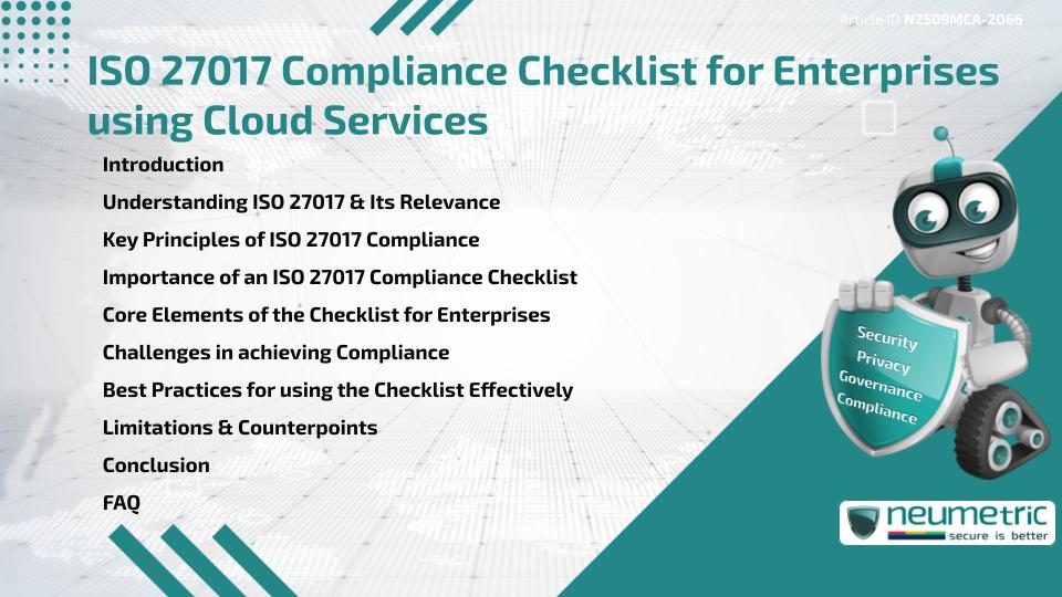 ISO 27017 Compliance Checklist for Enterprises using Cloud Services