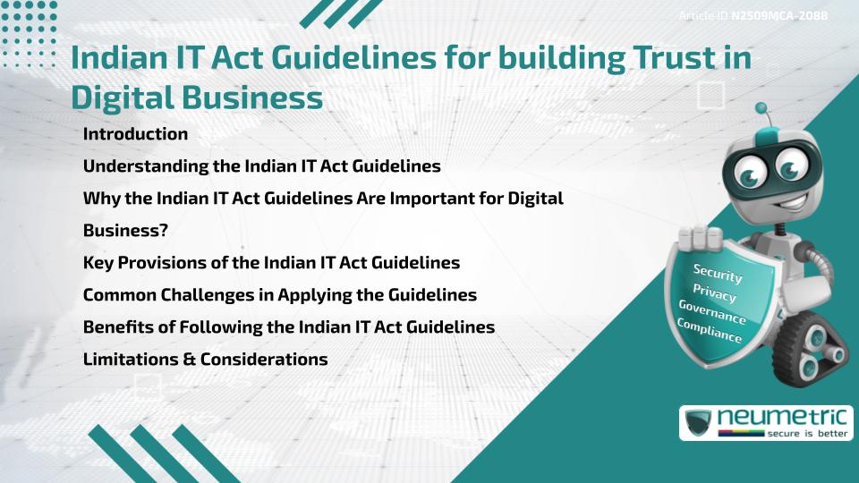Indian IT Act Guidelines for building Trust in Digital Business
