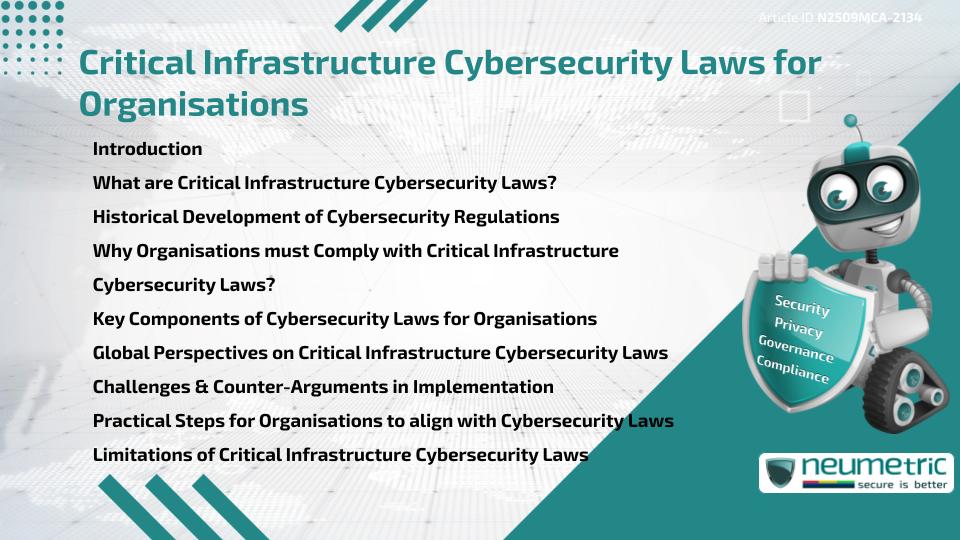 Critical Infrastructure Cybersecurity Laws for Organisations