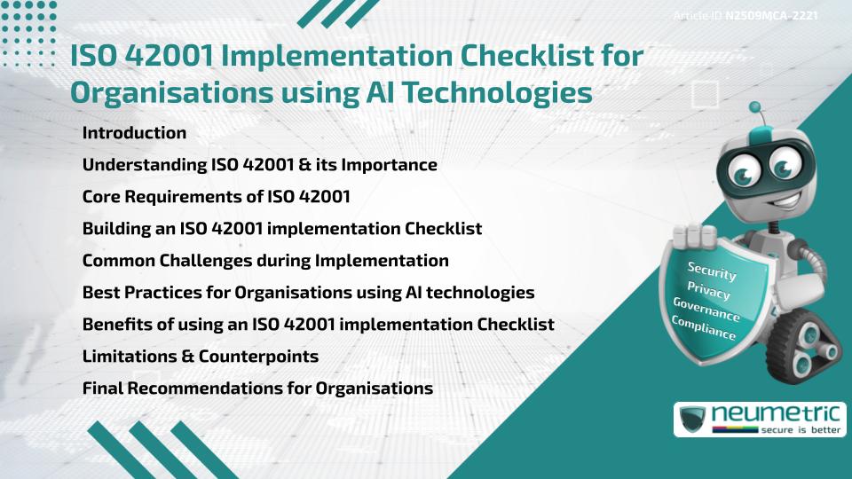 ISO 42001 Implementation Checklist for Organisations using AI Technologies