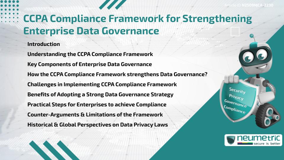 CCPA Compliance Framework for Strengthening Enterprise Data Governance