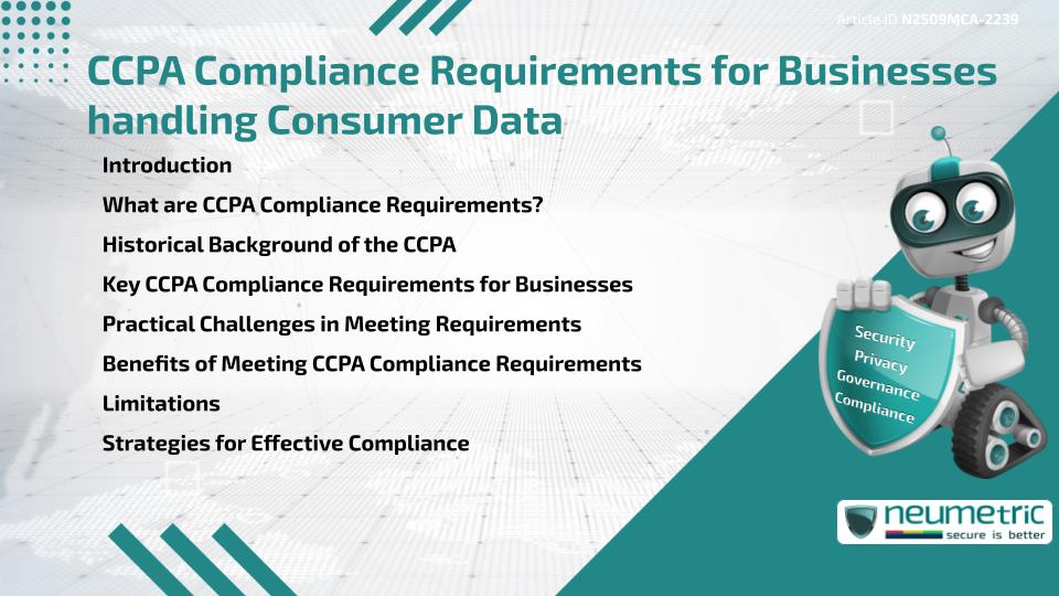 CCPA Compliance Requirements for Businesses handling Consumer Data