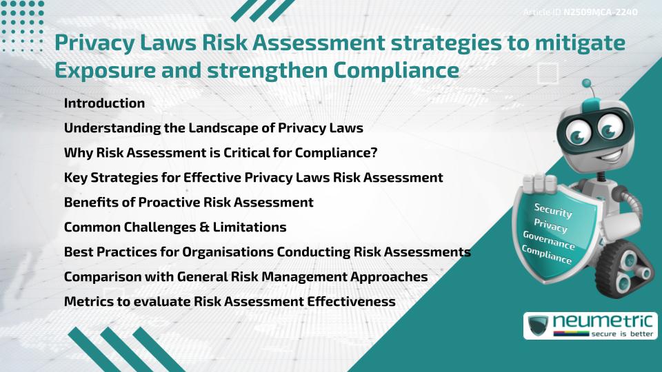 Privacy Laws Risk Assessment strategies to mitigate Exposure and strengthen Compliance