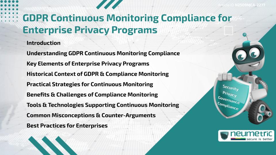 GDPR Continuous Monitoring Compliance for Enterprise Privacy Programs