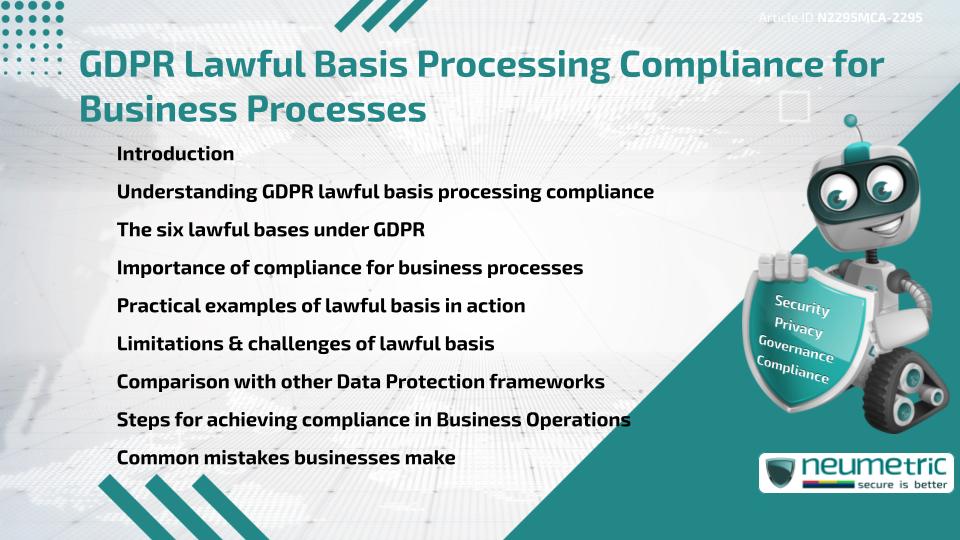 GDPR Lawful Basis Processing Compliance for Business Processes