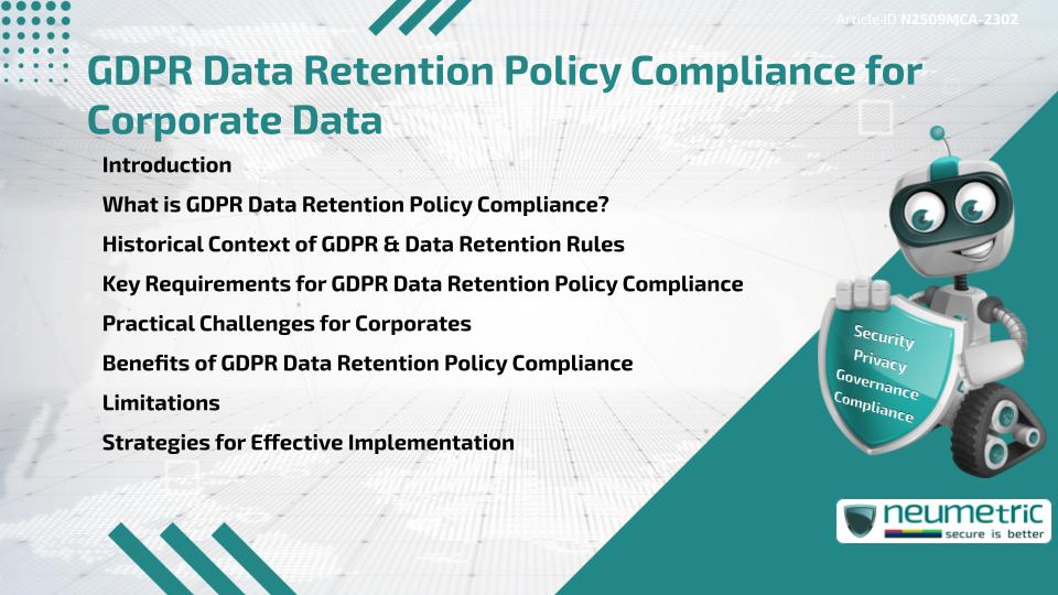 GDPR Data Retention Policy Compliance for Corporate Data