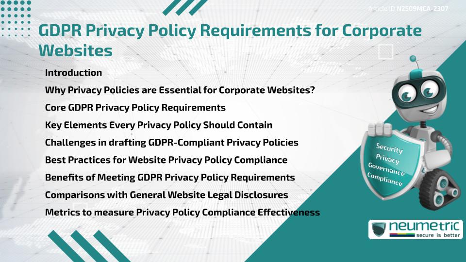 GDPR Privacy Policy Requirements for Corporate Websites