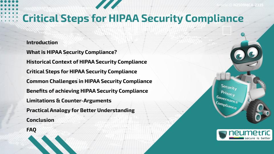 Critical Steps for HIPAA Security Compliance